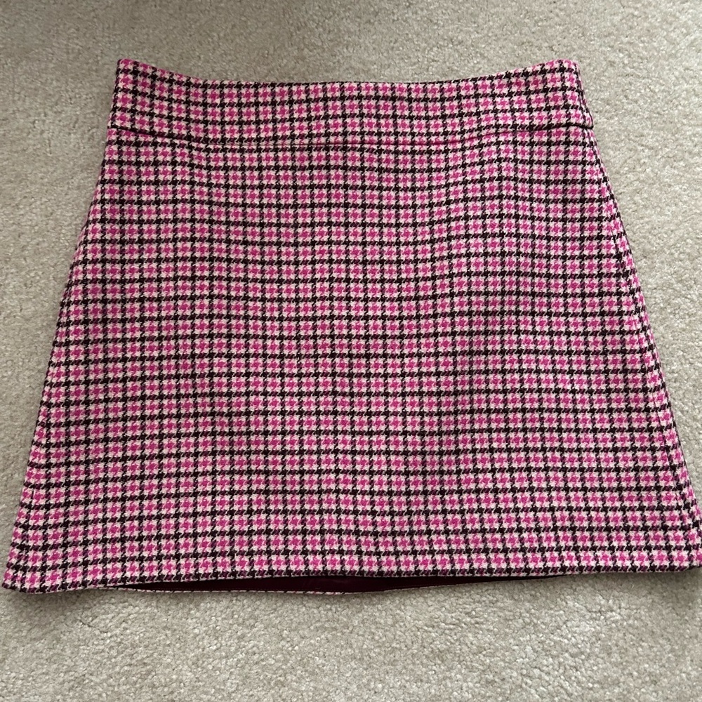 NWT J Crew Plaid Wool Mini Skirt Pink size 12